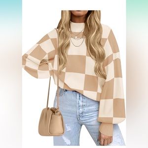 Women’s Checkered Long Sleeve Sweater